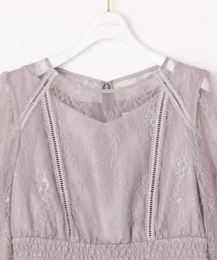 ANY SIS 【洗える】パネルレース ドレス ローズグレー