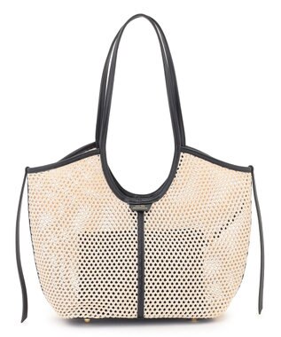 23区 【先行予約】メッシュコンビ ポーチ付き トートバッグ ベージュ×ブラック