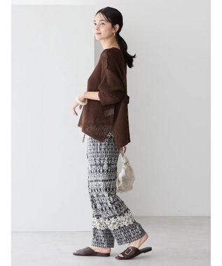 AMERICAN HOLIC 透かし編みメッシュニットプルオーバー Brown