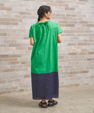 J.PRESS YORK STREET 【WOMEN】バイカラー ワンピース グリーン系1