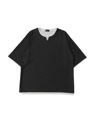 WEGO フェイクレイヤードキーネックT（S） ダークグレー