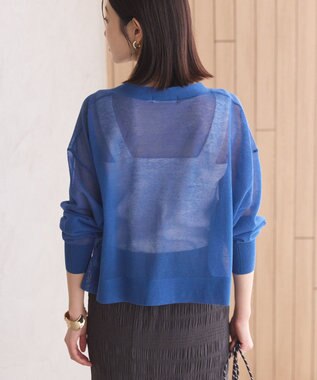 AMERICAN HOLIC ウォッシャブルショート丈シアーカーディガン Deep Blue