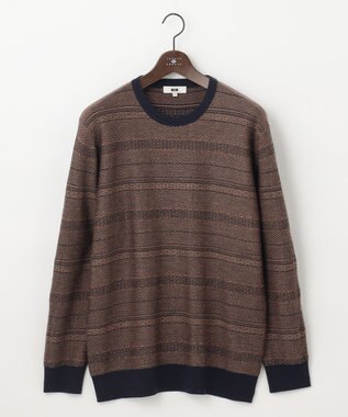 JOSEPH ABBOUD 【キングサイズ・ストレッチ/スウェードタッチ/JAPANファブリック】ジャガード柄 プルオーバー ニット ベージュ系3