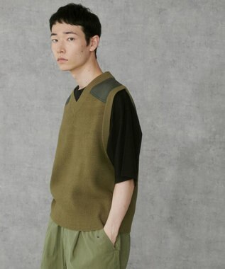WEGO Vネックニットベスト カーキ
