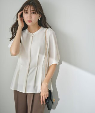 ANY SIS L 【接触冷感・UVカット・速乾】コンフォートビューティサテン ブラウス アイボリー系