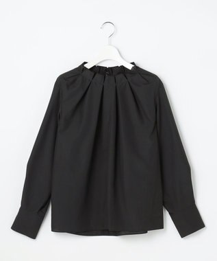 自由区 L 【カタログ掲載】ナチュラルタッチスタンドカラー ブラウス ブラック