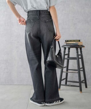 WEGO セミフレアデニムパンツ ブラック中濃色