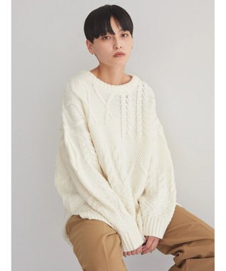 AMERICAN HOLIC パッチワークケーブルニットプルオーバー Ivory