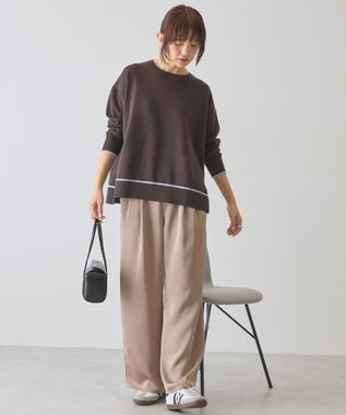 AMERICAN HOLIC バイカラークルーネックニットプルオーバー Brown