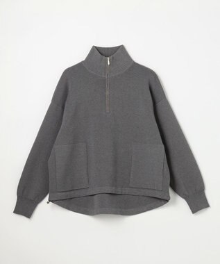 ANY スウェットライクハーフジップニット グレー
