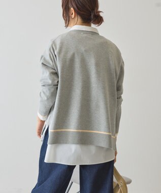 AMERICAN HOLIC バイカラークルーネックニットプルオーバー Light Gray Mixture