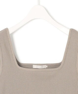 ICB L 【WEB限定カラーあり・洗える】 ブロードステッチリブ タンクトップ クリームブラウンラメ系