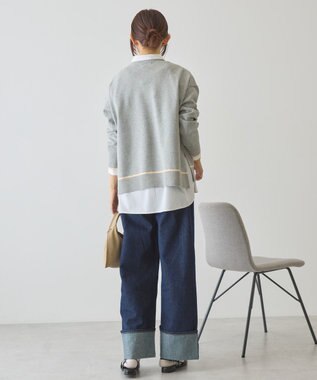 AMERICAN HOLIC バイカラークルーネックニットプルオーバー Light Gray Mixture