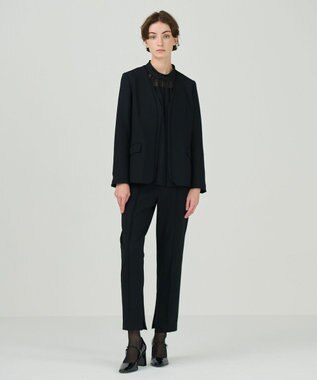 GRACE CONTINENTAL ノーカラーレイヤードジャケット ブラック