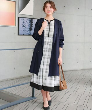 Tiaclasse タックヨーク着流しパフスリ－ブコート ネイビー