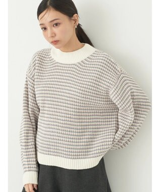 earth music&ecology マットベロアモールプルオーバー Border Pink