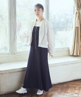 earth music&ecology バックレースアップデニムキャミワンピース Indigo