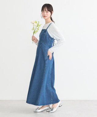 earth music&ecology バックレースアップデニムキャミワンピース Medium Indigo
