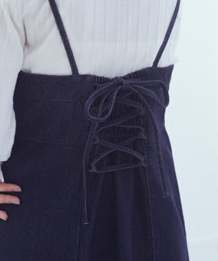 earth music&ecology バックレースアップデニムキャミワンピース Indigo