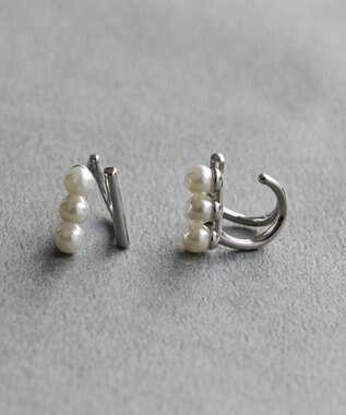 Phoebe 〈シリーズ累計販売15000点突破！〉ダブルデコレイトカフイヤリング　シルバー シルバー