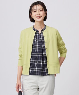 【洗える】RAYON ELITE STRETCH クルーネック カーディガン