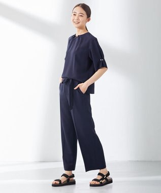 J.PRESS LADIES 【洗える・接触冷感】マルソースパンボイル パンツ ネイビー系