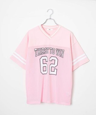 WEGO ナンバリングメッシュビッグT ピンク