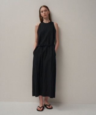 ATON CRISPY LINEN | タンクトップドレス BLACK