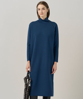 ICB L 【洗える】 シルキーウールダブルフェイス ハイネックニットワンピース