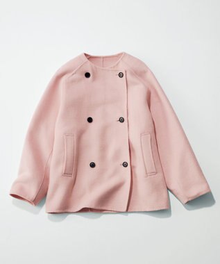 UNFILO 【撥水】ウール混リバー ショートコート ピンク系