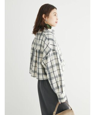 Green Parks ・ＥＬＥＮＣＡＲＥ　ＤＵＥ　シャギーチェックショートシャツ Ivory