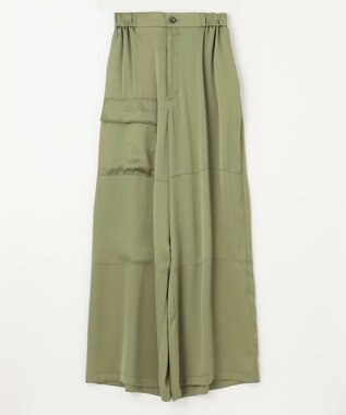 NAVE 【Nave・洗える/ウエストゴム】ヴィンテージサテン ワイドパンツ カーキ系