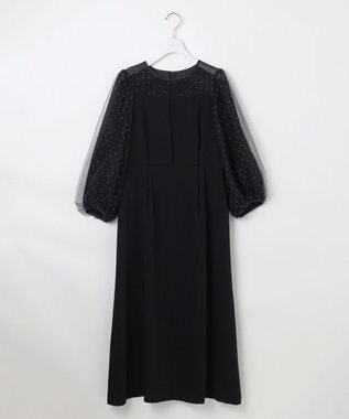 ANY SIS 【Lily Calin】シャイニードットコンビ ドレス ブラック×ブラック