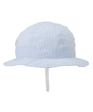 MIKI HOUSE HOT BISCUITS 【44-54cm】サッカー素材 ストライプ柄クロッシェ(帽子) ブルー