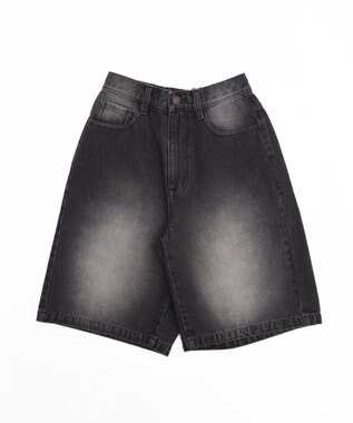 WEGO 【SMサイズ展開】ヴィンテージウォッシュデニムハーフパンツ ブラック