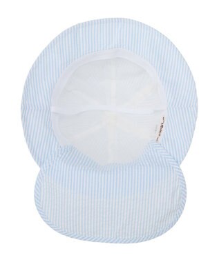 MIKI HOUSE HOT BISCUITS 【44-54cm】サッカー素材 ストライプ柄クロッシェ(帽子) ブルー