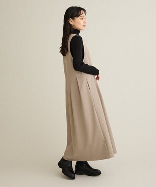 CRAFT STANDARD BOUTIQUE Vネックウェストタックジャンパースカート Light Beige