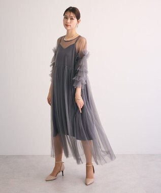Green Parks ・Ｒａｉｌｍｅ　チュールワンピース（インナーＯＰ付） Charcoal Gray