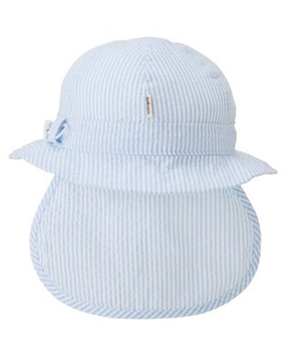 MIKI HOUSE HOT BISCUITS 【44-54cm】サッカー素材 ストライプ柄クロッシェ(帽子) ブルー