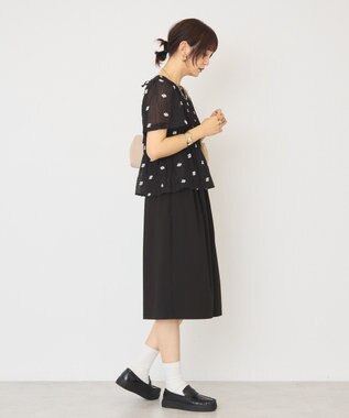 AMERICAN HOLIC 花柄刺繍シャーリングブラウス Black