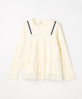 組曲 KIDS 【150-160㎝】スノウレースレイヤード トップス オフホワイト