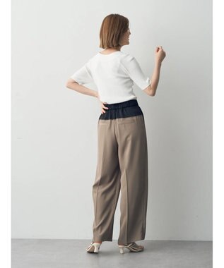 YECCA VECCA サテン切替ストレートパンツ Dark Beige