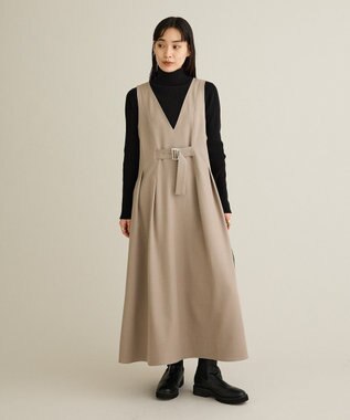 CRAFT STANDARD BOUTIQUE Vネックウェストタックジャンパースカート Light Beige