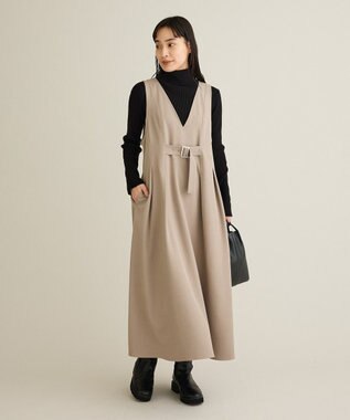 CRAFT STANDARD BOUTIQUE Vネックウェストタックジャンパースカート Light Beige