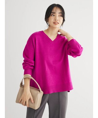 Green Parks もちやわ　Ｖネック前後差プルオーバー Pink