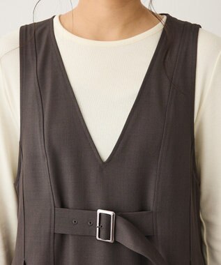 CRAFT STANDARD BOUTIQUE Vネックウェストタックジャンパースカート Dark Gray