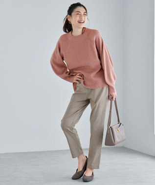 ANY 【ストレッチ/ガードル効果/裏起毛/ウエストゴム】大人の7daysウォームタッチパンツ サンドベージュ