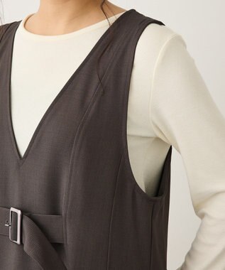 CRAFT STANDARD BOUTIQUE Vネックウェストタックジャンパースカート Dark Gray