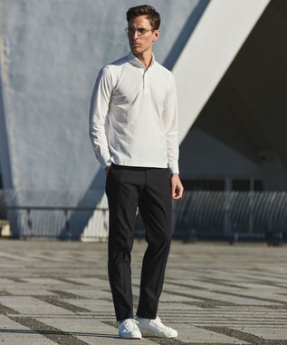 GOTAIRIKU あのBIZポロが 長袖に【仕事で着られる】キレイめ 鹿の子 ビズポロシャツ_ロング ホワイト系