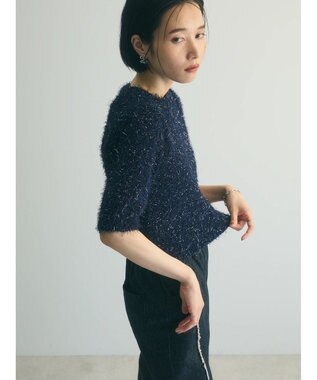 Green Parks ａ．ラメシャギーニットプルオーバー Navy